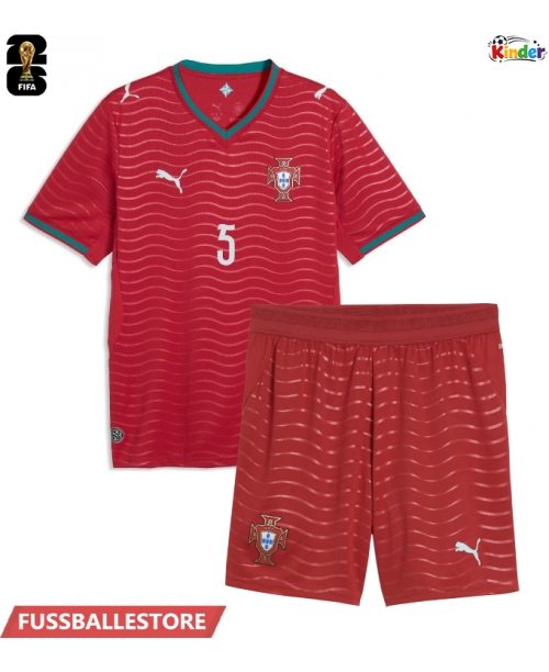 Günstige Portugal Diogo Dalot #5 Heimtrikotsatz Kinder WM 2026 Kurzarm (+ Kurze Hosen)